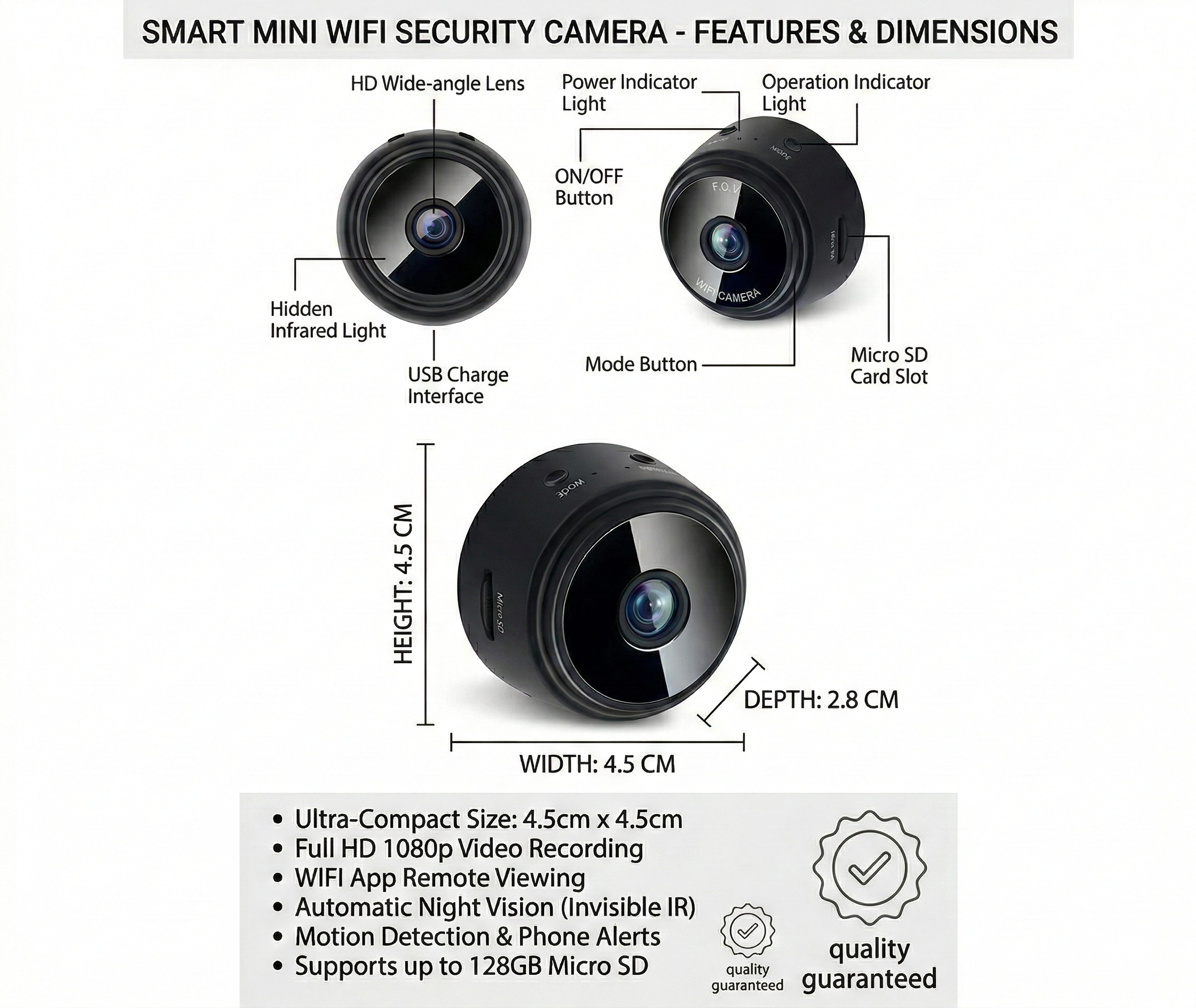 Smart Mini WiFi Security Camera – 24/7 Wireless Surveillance